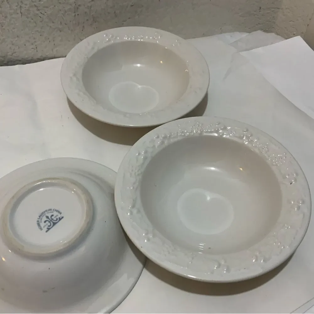 Vintage Set 3 HOMER LAUGHLIN Grapes & Vine Border White salad bowls 7”